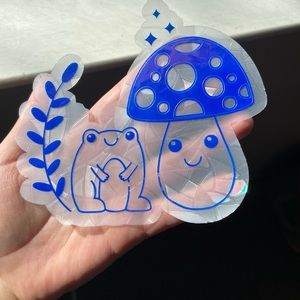 Cute frog mushroom suncatcher sticker